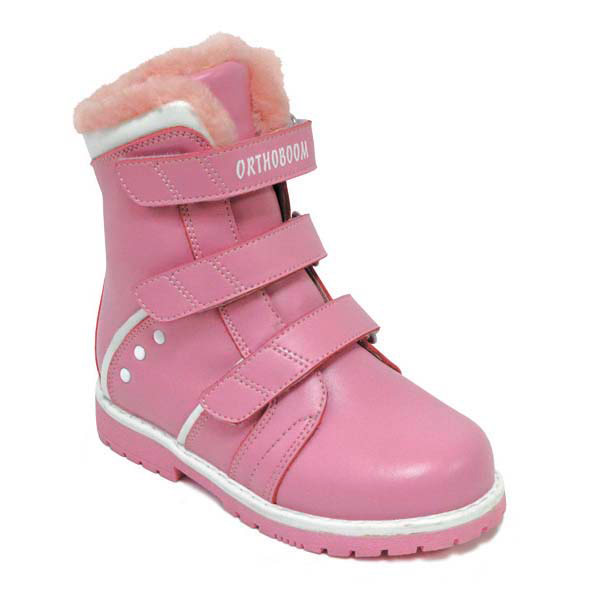 Ботинки ортопедические Ортобум с мехом для девочек 81055-02 розовый/лиловый.