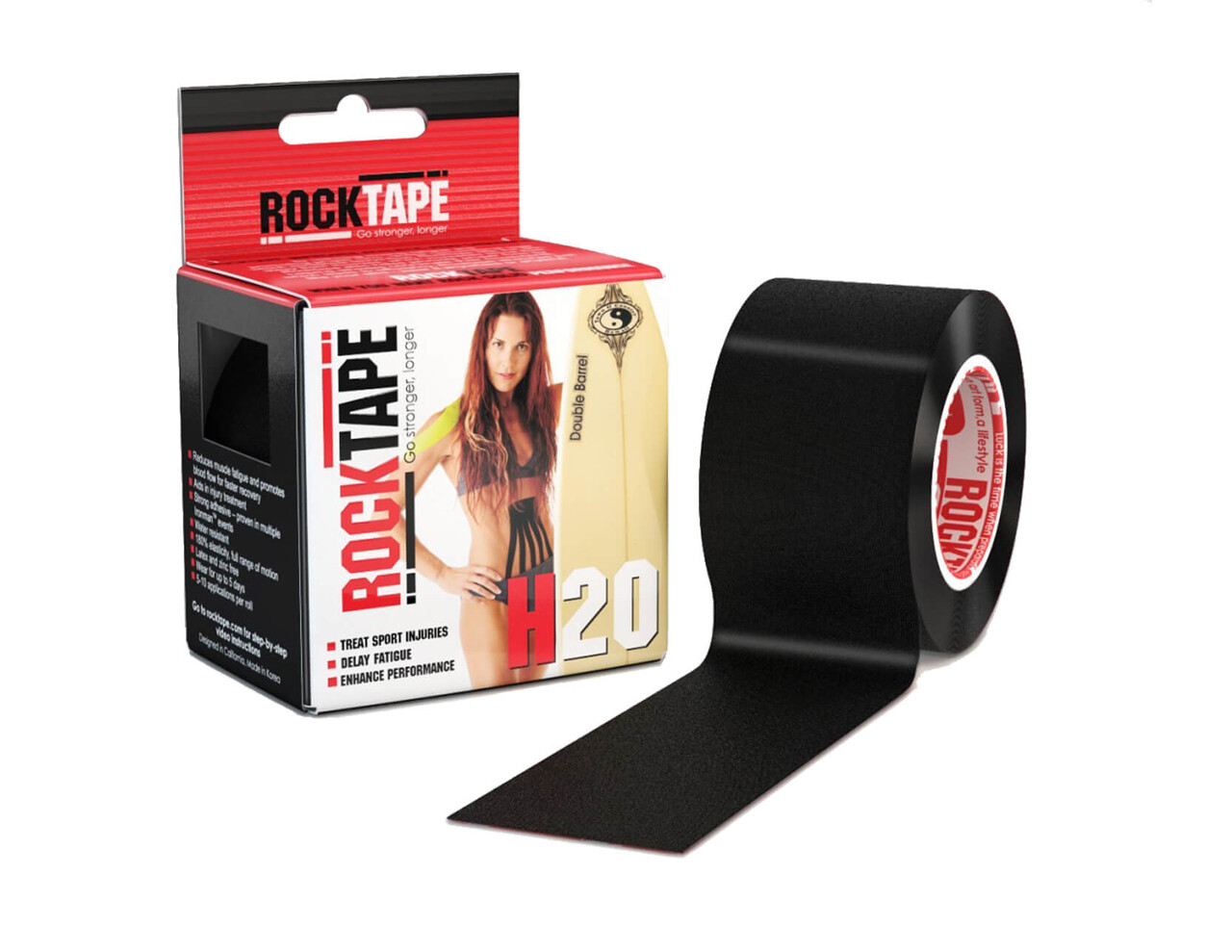 Кинезио тейп Rocktape H2O 5см х 5м черный.