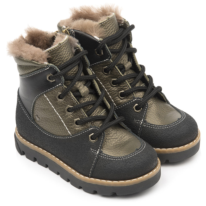 Ботинки Тапибу зимние с мехом для мальчиков FT-23016.20-FL26O.01 хаки