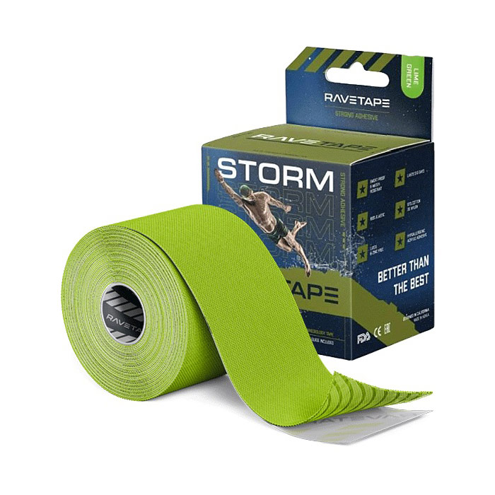 Кинезиотейп Ravetape Storm RVTS-OLV-55 5см x 5м лайм.