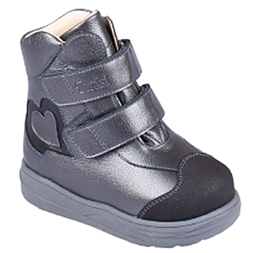 Ботинки ортопедические Твики с мехом для девочек TW-525 серый металлик.