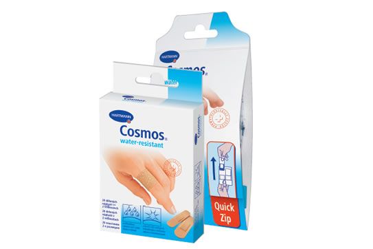 Пластырь Cosmos Water-Resistant Quick-Zip 10 шт./2 размера.