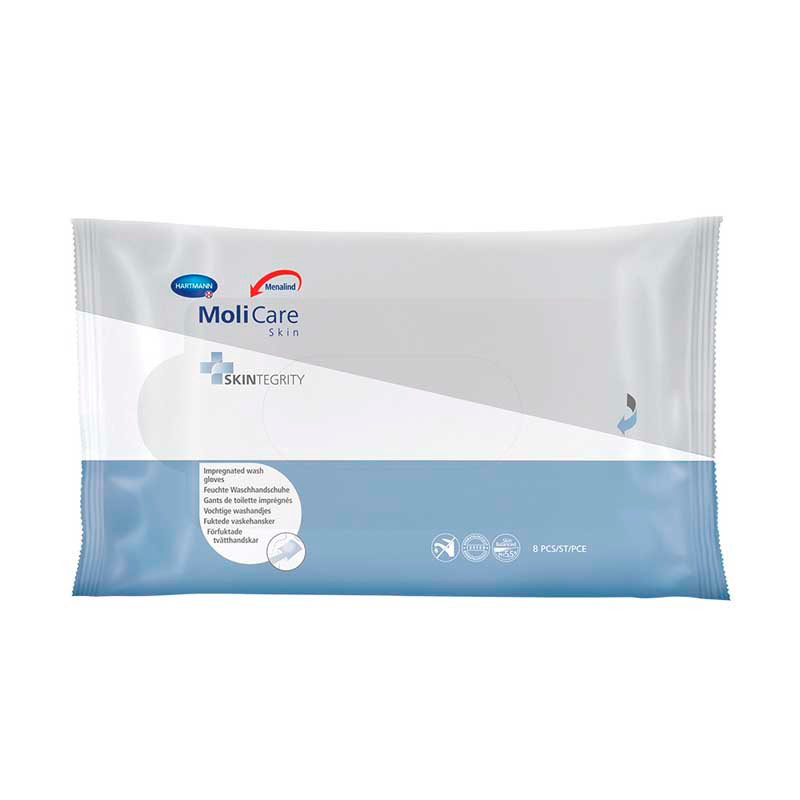 Рукавички MoliCare Skin Impregnated wash gloves влажные моющие 8 шт.