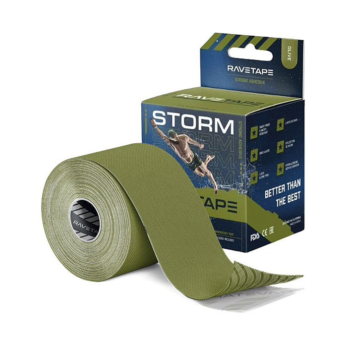 Кинезиотейп Ravetape Storm RVTS-OLV-55 5см x 5м олива.