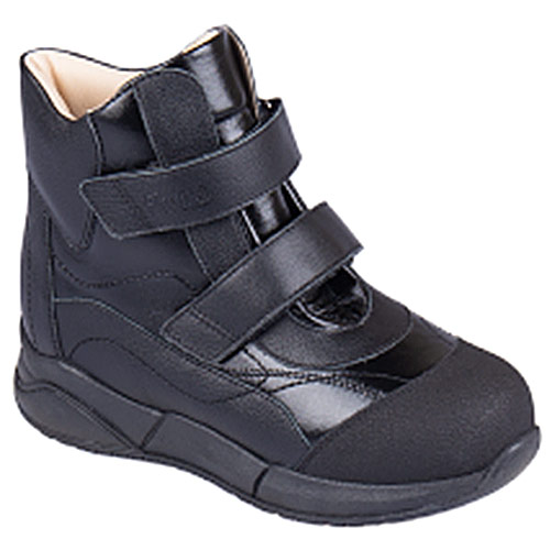 Ботинки ортопедические Твики с мехом для девочек TW-571-19 черный глянцевый.