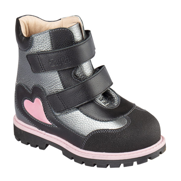 Ботинки ортопедические Твики с мехом для девочек TW-549-6 черный/серыйметаллик купить в интернет-магазине Ortix