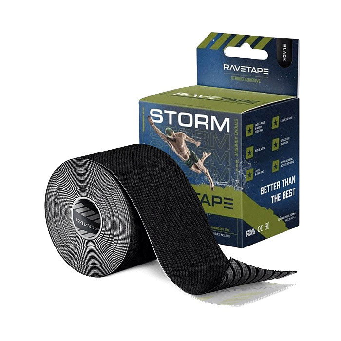 Кинезиотейп Ravetape Storm RVTS-BLK-55 5см x 5м черный.