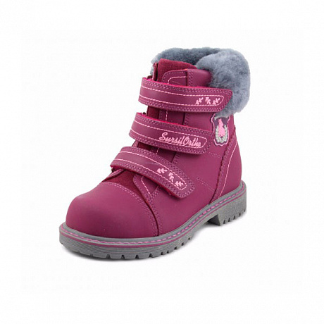 Ботинки ортопедические Сурсил-Орто зимние с натуральным мехом для девочек A45-021 малиновый