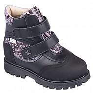 Ботинки ортопедические Твики с мехом для девочек TW-543-19 черный/фиолетовый.