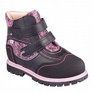 Ботинки ортопедические Твики с мехом для девочек TW-543-8 черный/розовый.